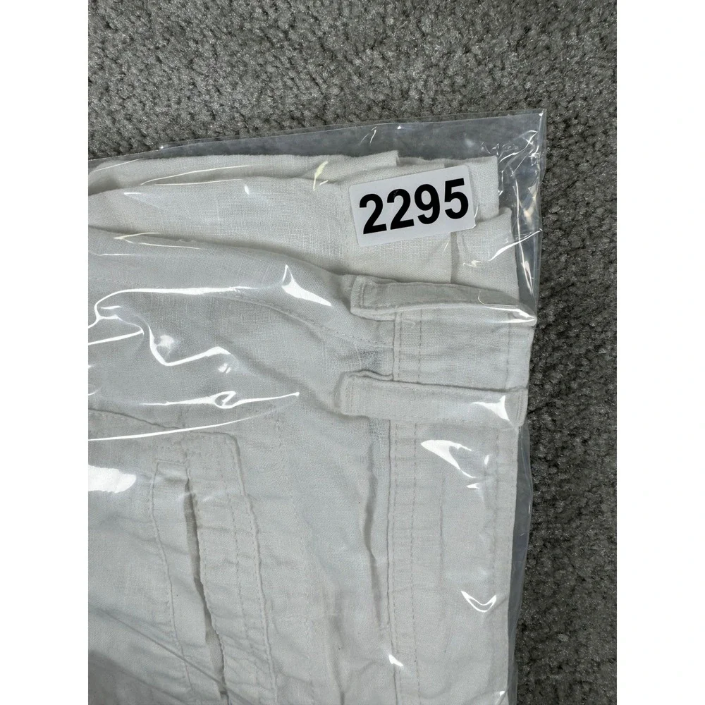 Banana Republic Womens White 100% Linen Wide Leg Drawstring Pants Size 6